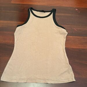 NWOT CHICME Large Tan Black Ribbed tank